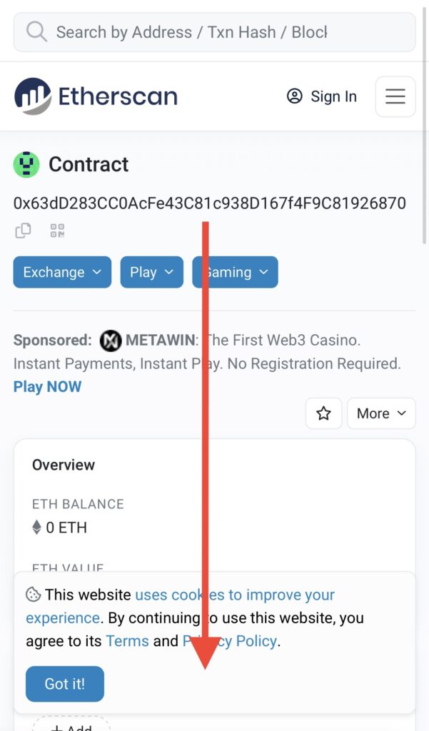 検索結果の詳細記載場所へスクロールで移動する旨説明の画面